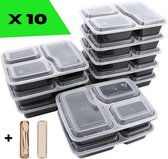 Yellow Company Meal Prep Bakjes – 10 Stuks – Lunchbox – Vershoudbakjes – 3  Compartimenten – Vaatwasserbestendig – BPA vrij – Diepvriesbakjes – Meal prep bakjes - Inclusief meerdelig bestek