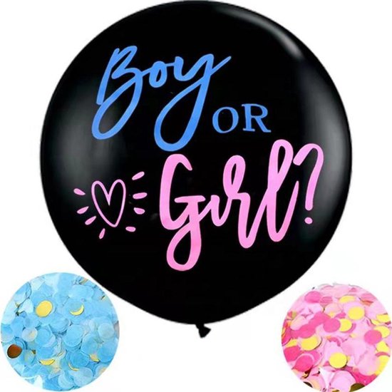 CF Balloons - Gender Reveal Party Supplies Balloon Drop Bag with Pink and Blue Balloon for Boy or Girl Party Game Baby Shower Photo Backdrop He or She what will it be