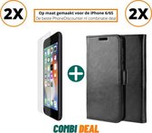 iphone 6 hoesje zwart | iPhone 6 A1586 beschermhoes full body 2x | iPhone 6 wallet hoes zwart | 2x hoesje iphone 6 apple | iPhone 6 boekhoesje + 2x iPhone 6 tempered glass screenpr