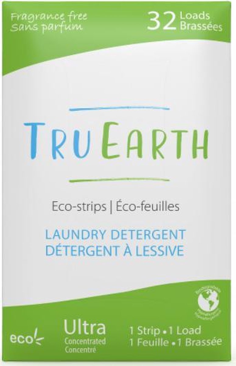 Tru Earth Eco Washing Strips Perfume Free (32 lavages) - bandes de lavage -  détergent