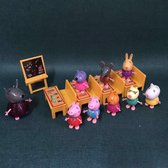 Peppa Pig klaslokaal - 9 speelfiguren - Peppa Pig - Speelfigurenset -