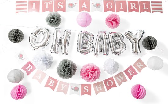 Décorations de baby shower , Ensemble de ballons roses de baby