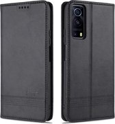 Voor vivo Y72 5G AZNS Magnetische Kalf Textuur Horizontale Flip Leren Case met Kaartsleuven & Houder & Portemonnee (Zwart)