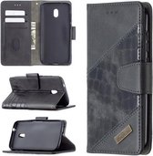 Voor Nokia C1 Plus Bijpassende Kleur Krokodil Textuur Horizontale Flip PU Lederen Case met Portemonnee & Houder & Kaartsleuven (Zwart)