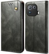 Voor Xiaomi Mi 11 Pro Simple Wax Crazy Horse Texture Horizontale flip lederen tas met kaartsleuven en portemonnee (donkergroen)