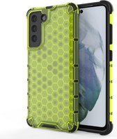 Voor Samsung Galaxy S21 FE schokbestendige honingraat pc + TPU-hoes (groen)