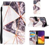 Voor Samsung Galaxy A82 5G Marmer Stiksels Horizontale Flip PU Lederen Case met Houder & Kaartsleuven & Portemonnee & Lanyard (Zwart Wit)