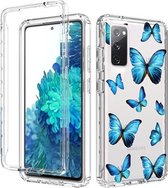 Voor Samsung Galaxy S20 FE 2 in 1 hoog transparant geverfd schokbestendig PC + TPU beschermhoes (blauwe vlinder)