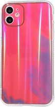 IMD Rendering Watercolor Aurora Pattern Shockproof TPU + PC beschermhoes voor iPhone 11 (paars en rood)