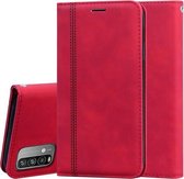 Voor Xiaomi Poco M3 Frosted Business Magnetische horizontale Flip PU lederen tas met houder & kaartsleuf & lanyard (rood)