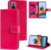 Voor Xiaomi Redmi Note 10 Pro Max Totem Bloem Reliëf Horizontale Flip TPU + PU lederen tas met houder & kaartsleuven & portemonnee (rood)