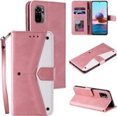 Voor Xiaomi Redmi Note 10 5G Stiksels Kalfs Textuur Horizontale Flip Leren Case met Houder & Kaartsleuven & Portemonnee (Rose Goud)