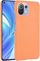 Voor Xiaomi Mi 11 Lite schokbestendige krokodiltextuur pc + PU-hoes (oranje)