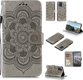 Voor OPPO Find X3 / Find X3 Pro Mandala Embossing Pattern Horizontale Flip PU Leather Case met houder & kaartsleuven & Walle & Lanyard (grijs)