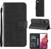 Voor Samsung Galaxy A72 5G Stiksels Kalfs Textuur Gesp Horizontale Flip Lederen Case met Houder & Kaartsleuven & Portemonnee & Lanyard (Zwart)