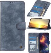 Voor OnePlus 9R Antilope-textuur Magnetische gesp Horizontale Flip PU-lederen hoes met kaartsleuven & portemonnee & houder (blauw)