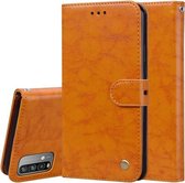 Voor Xiaomi Poco M3 zakelijke stijl olie wax textuur horizontale flip lederen tas met houder & kaartsleuven & portemonnee (geel)