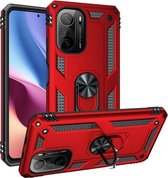 Voor Geschikt voor Xiaomi Redmi K40 / K40 Pro schokbestendige TPU + pc-beschermhoes met 360 graden roterende houder (rood)