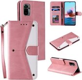 Voor Xiaomi Redmi Note 10 4G Stiksels Kalf Textuur Horizontale Flip Lederen Case met Houder & Kaartsleuven & Portemonnee (Rose Goud)