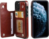 FLOVEME Crazy Horse Texture Horizontale flip lederen beschermhoes met kaartsleuven en houder voor iPhone 11 Pro (bruin)