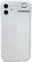 Rechte rand gekleurde tekening smileygezicht patroon TPU beschermhoes voor iPhone 12 mini (zwart)