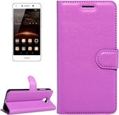 Voor Huawei Y5 II Litchi Texture Horizontale Flip Leren Case met Magnetische Gesp & Houder & Kaartsleuven & Portemonnee (Paars)