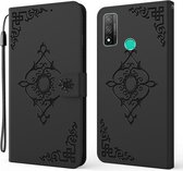 Voor Huawei P smart 2020 Reliëf Fortuin Bloem Patroon Horizontale Flip Leren Case met Houder & Kaartsleuf & Portemonnee & Lanyard (Zwart)