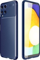 Voor Samsung Galaxy A22 4G koolstofvezel textuur schokbestendig TPU-hoesje (blauw)