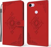 Voor Google Pixel 3a XL Reliëf Fortune Bloempatroon Horizontale Flip Leren Case met Houder & Kaartsleuf & Portemonnee & Lanyard (Rood)