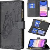 Voor iPhone 11 Flying Butterfly Embossing Pattern Rits Horizontale Flip lederen tas met houder & kaartsleuven & portemonnee (zwart)