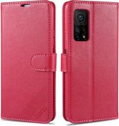 Voor Xiaomi Mi 10T 5G AZNS Schapenvachttextuur Horizontale flip lederen tas met houder & kaartsleuven & portemonnee (rood)