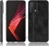 Voor OPPO K9 Schokbestendig Naaien Koe Patroon Huid PC + PU + TPU Case (Zwart)