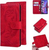 Voor OPPO Realme Narzo 30 Pro 5G Tiger Embossing Pattern Horizontale Flip lederen tas met houder & kaartsleuven & portemonnee (rood)