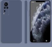 Voor vivo X60 Pro effen kleur imitatie vloeibare siliconen rechte rand valbestendige volledige dekking beschermhoes (grijs)