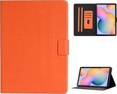 Voor Samsung Galaxy Tab A7 Lite 8.7 (2021) T220 Pure Kleur Horizontale Flip Leren Case met Kaartsleuven & Houder & Lanyard (Oranje)