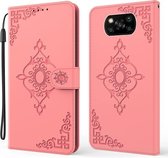 Voor Xiaomi Poco X3 NFC Reliëf Fortuin Bloem Patroon Horizontale Flip Leren Case met Houder & Kaartsleuf & Portemonnee & Lanyard (Roze)