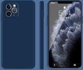 Effen kleur imitatie vloeibare siliconen rechte rand valbestendige volledige dekking beschermhoes voor iPhone 11 Pro Max (blauw)