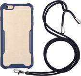 Acryl + kleur TPU schokbestendig hoesje met nekkoord voor iPhone 6 Plus (donkerblauw)