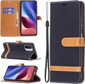 Voor Xiaomi Mi 11i / Poco F3 / Redmi K40 Kleuraanpassing Denim Textuur Horizontale Flip Leren Case met Houder & Kaartsleuven & Portemonnee & Lanyard (Zwart)