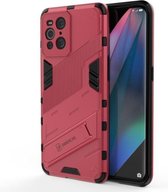 Voor OPPO Find X3 Punk Armor 2 in 1 PC + TPU schokbestendig hoesje met onzichtbare houder (lichtrood)