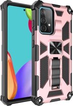 Voor Samsung Galaxy A72 schokbestendige TPU + pc magnetische beschermhoes met houder (roségoud)