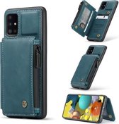 Voor Samsung Galaxy A51 4G CaseMe C20 multifunctionele pc + TPU beschermhoes met houder & kaartsleuf & portemonnee (blauw)