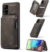 Voor Samsung Galaxy A71 4G CaseMe C20 Multifunctionele PC + TPU beschermhoes met houder & kaartsleuf & portemonnee (donkere koffie)