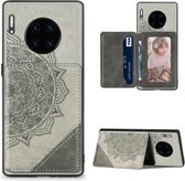 Voor Huawei Mate 30 Pro Mandala Reliëf Magnetische Doek PU + TPU + PC Case met Houder & Kaartsleuven & Portemonnee & Fotolijst (Grijs)