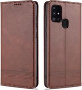 Voor Samsung Galaxy M31 AZNS Magnetische Kalfsstructuur Horizontale Flip Leren Case met Kaartsleuven & Houder & Portemonnee (Donkerbruin)