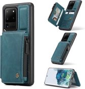 Voor Samsung Galaxy S20 Ultra CaseMe C20 multifunctionele pc + TPU beschermhoes met houder & kaartsleuf & portemonnee (blauw)