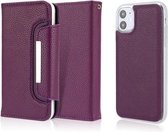 Litchi Texture Horizontale Flip Buckle Afneembare Magnetische PU Leather Case met Kaartsleuven & Portemonnee & Fotolijst Voor iPhone 11 (Paars)