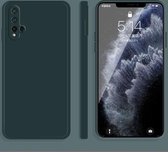 Voor Huawei nova 5 Pro effen kleur imitatie vloeibare siliconen rechte rand valbestendige volledige dekking beschermhoes (donkergroen)