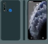 Voor Huawei nova 5i effen kleur imitatie vloeibare siliconen rechte rand valbestendige volledige dekking beschermhoes (donkergroen)