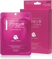 Mitomo - Placenta  Platinum Masker - Japans Hydraterend Verzorgende Anti Rimpel Gezichtsmasker - Hyaluronzuur - RH-Oligopeptide1- Glycerine Face Mask - Gezichtsverzorging Vrouw - J